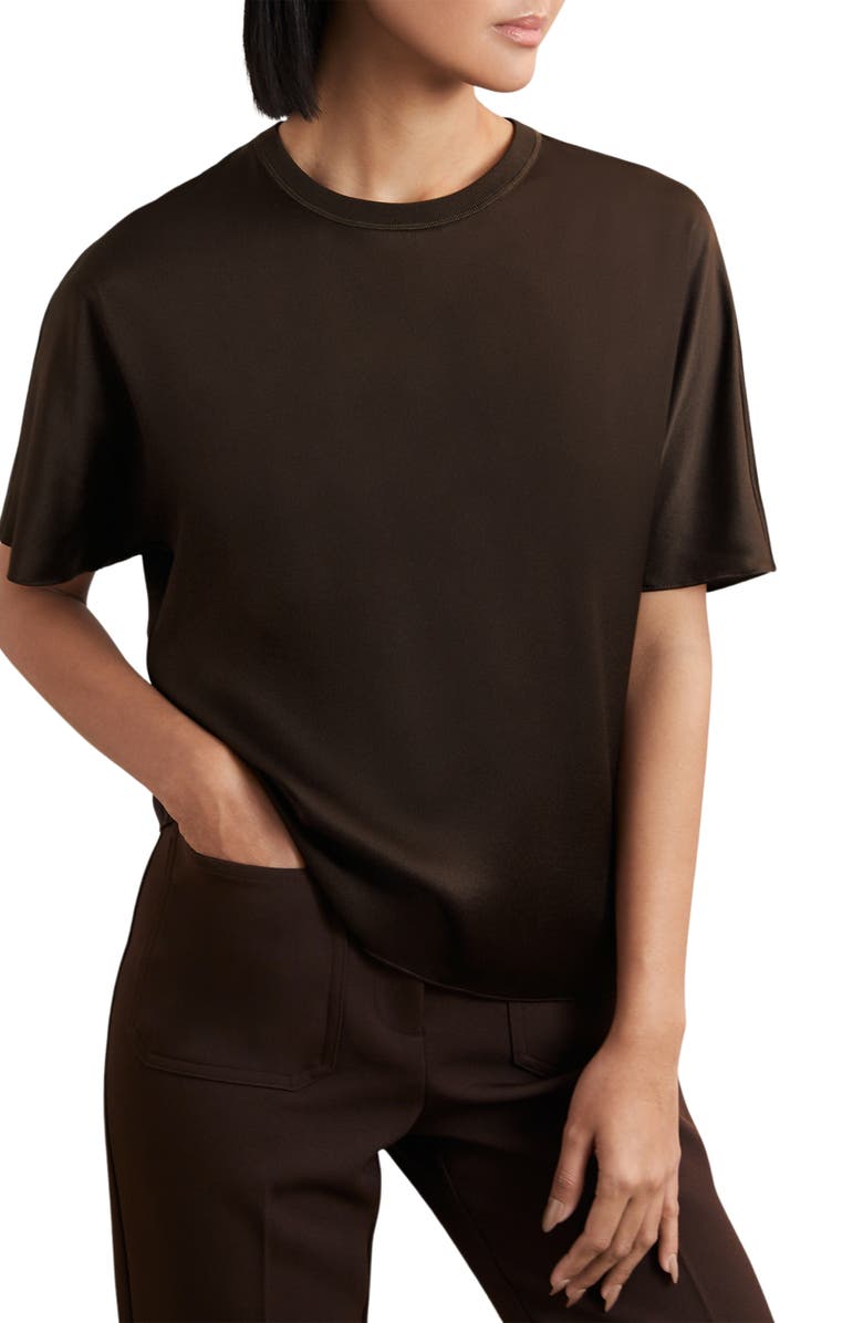 Reiss Lena Dolman Sleeve Silk Top, Main, color, Chocolate Brown