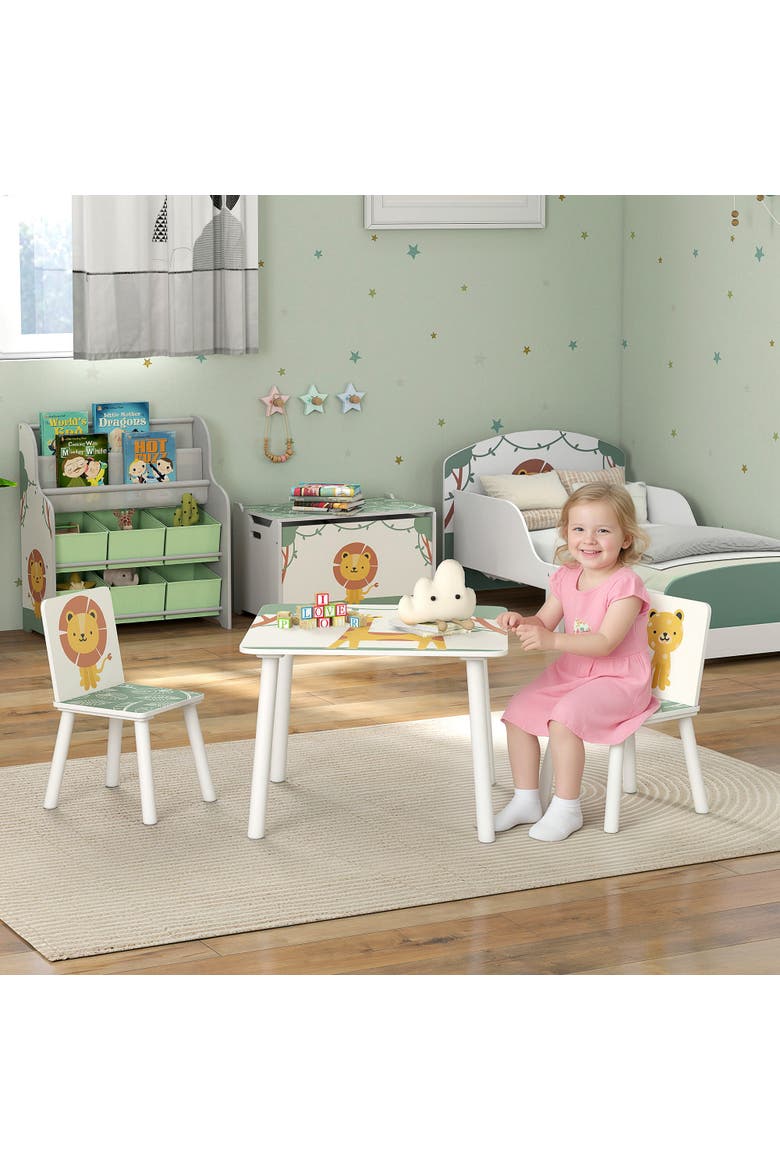 3-Piece Kids Table & Chairs Set, Bedroom/Nursery/Playroom, Alternate, color, Green