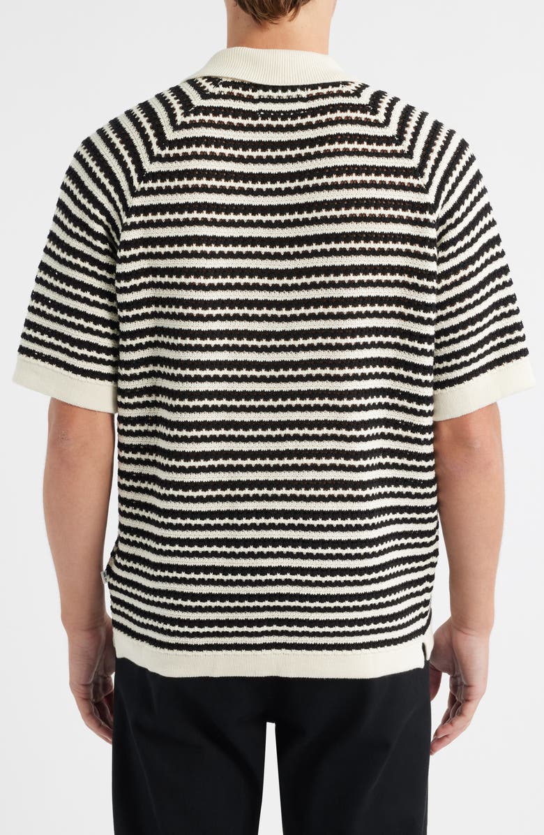 NN07 Brett 6686 Stripe Organic Cotton Polo Sweater, Alternate, color, Black Stripe