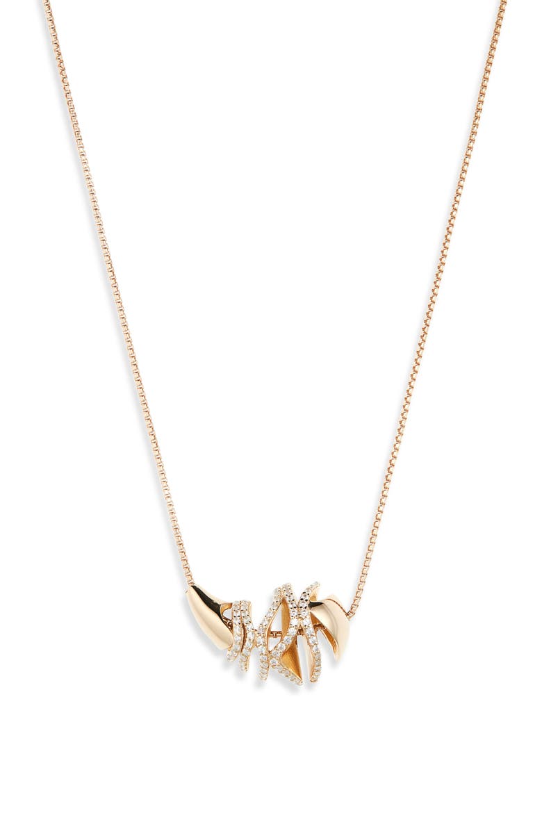 Sardine Pavé Pendant Necklace, Main, color, GOLD/ WHITE