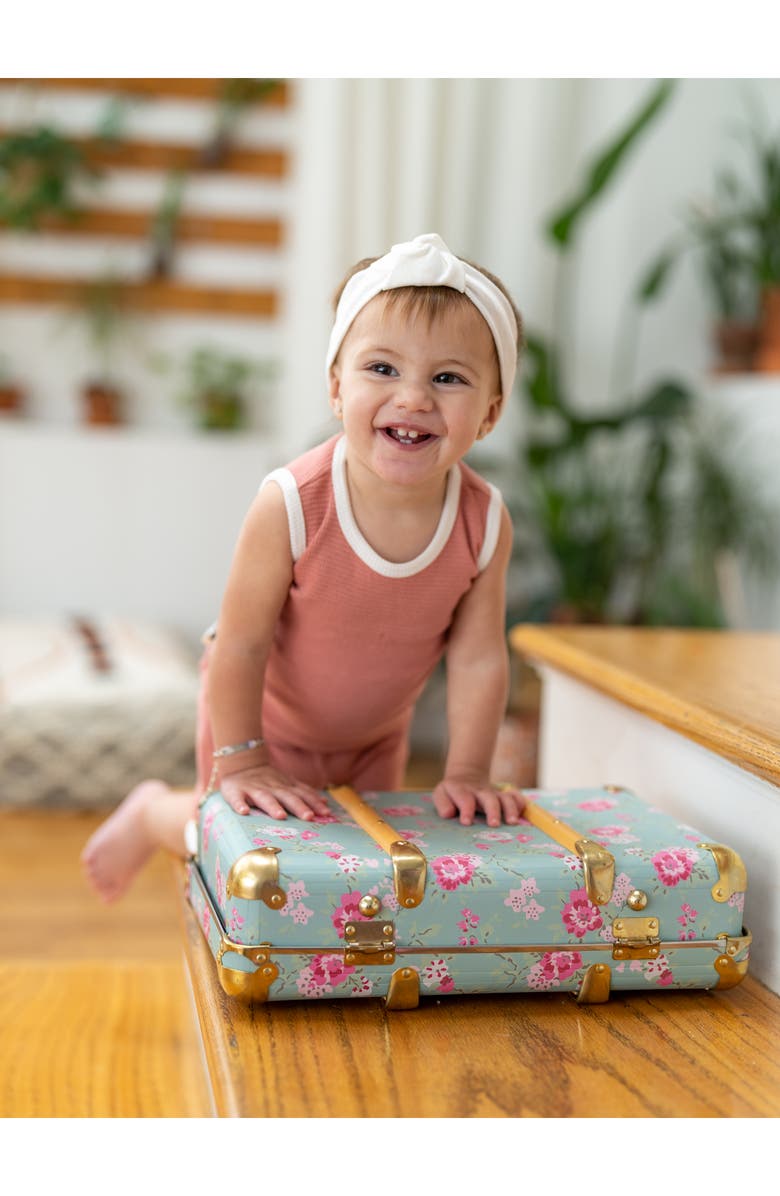 Manière Waffle Knit Cotton Tank & Shorts Set, Alternate, color, Salmon