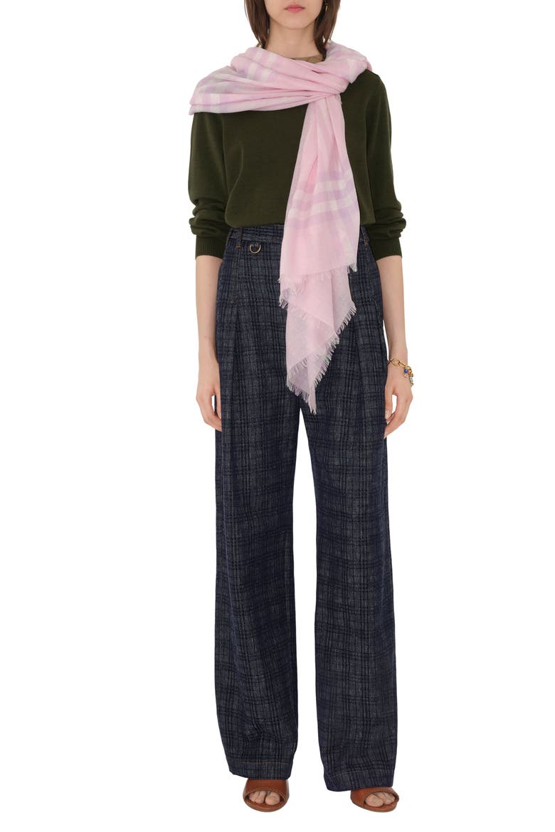 Giant Check Lightweight Wool Scarf, Alternate, color, FONDANT PINK