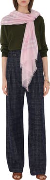 Burberry Giant Check Lightweight Wool Scarf