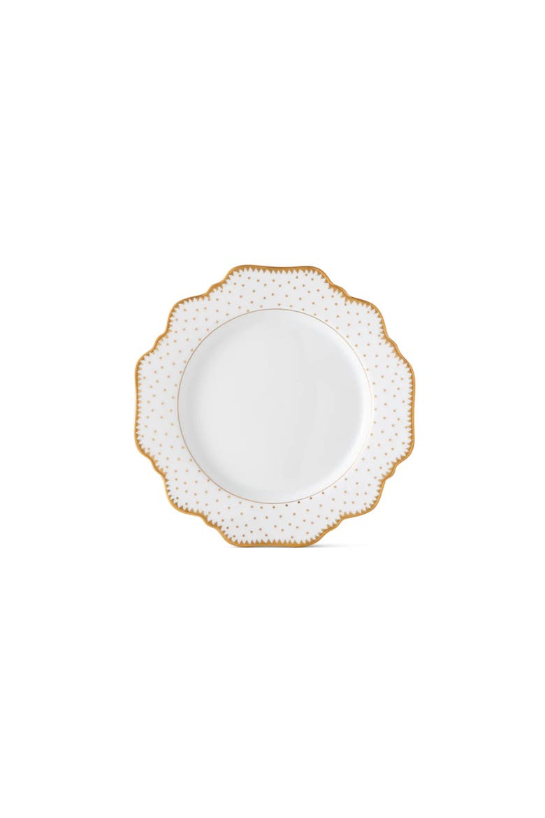Simply Anna Antique Polka B&B Plate, Main, color, WHITE/GOLD