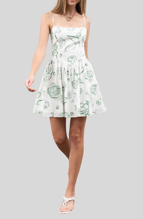 Lace Trim Cotton Minidress