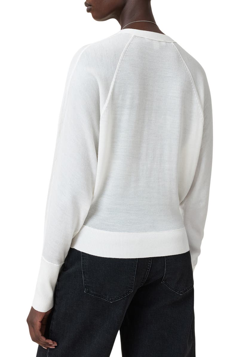 AllSaints Honor V Merino Wool Cardigan, Alternate, color, Chalk White