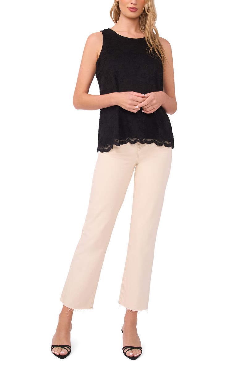 Vince Camuto Lace Sleeveless Top, Alternate, color, Rich Black