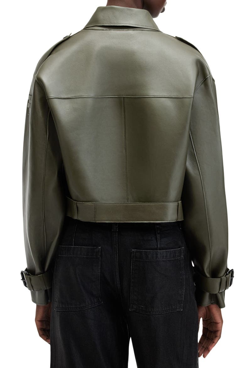 Ophelia Bonded Leather Jacket, Alternate, color, KHAKI GREEN