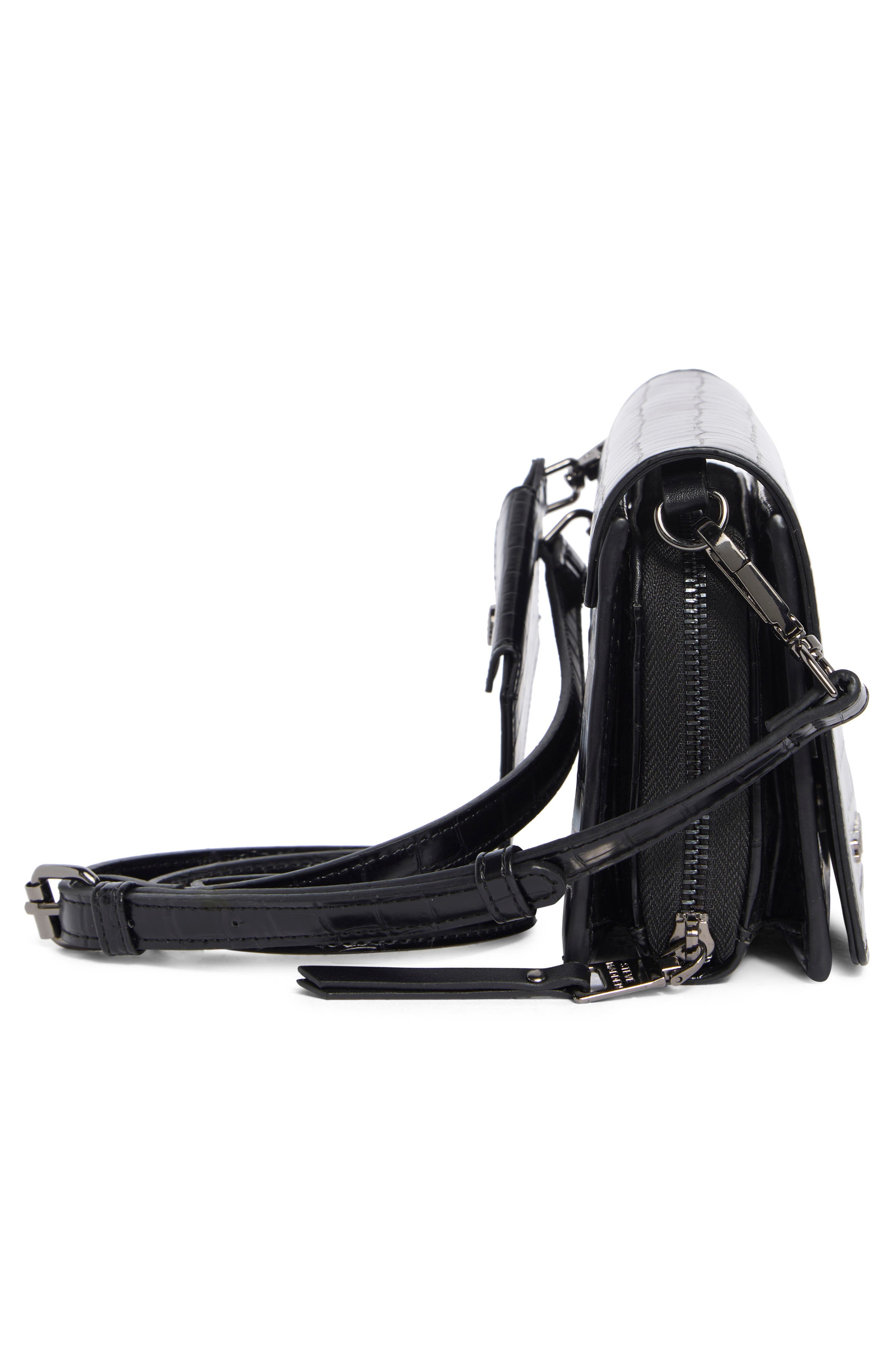 Steve Madden Siena Crossbody Bag, Alternate, color, Black Croco