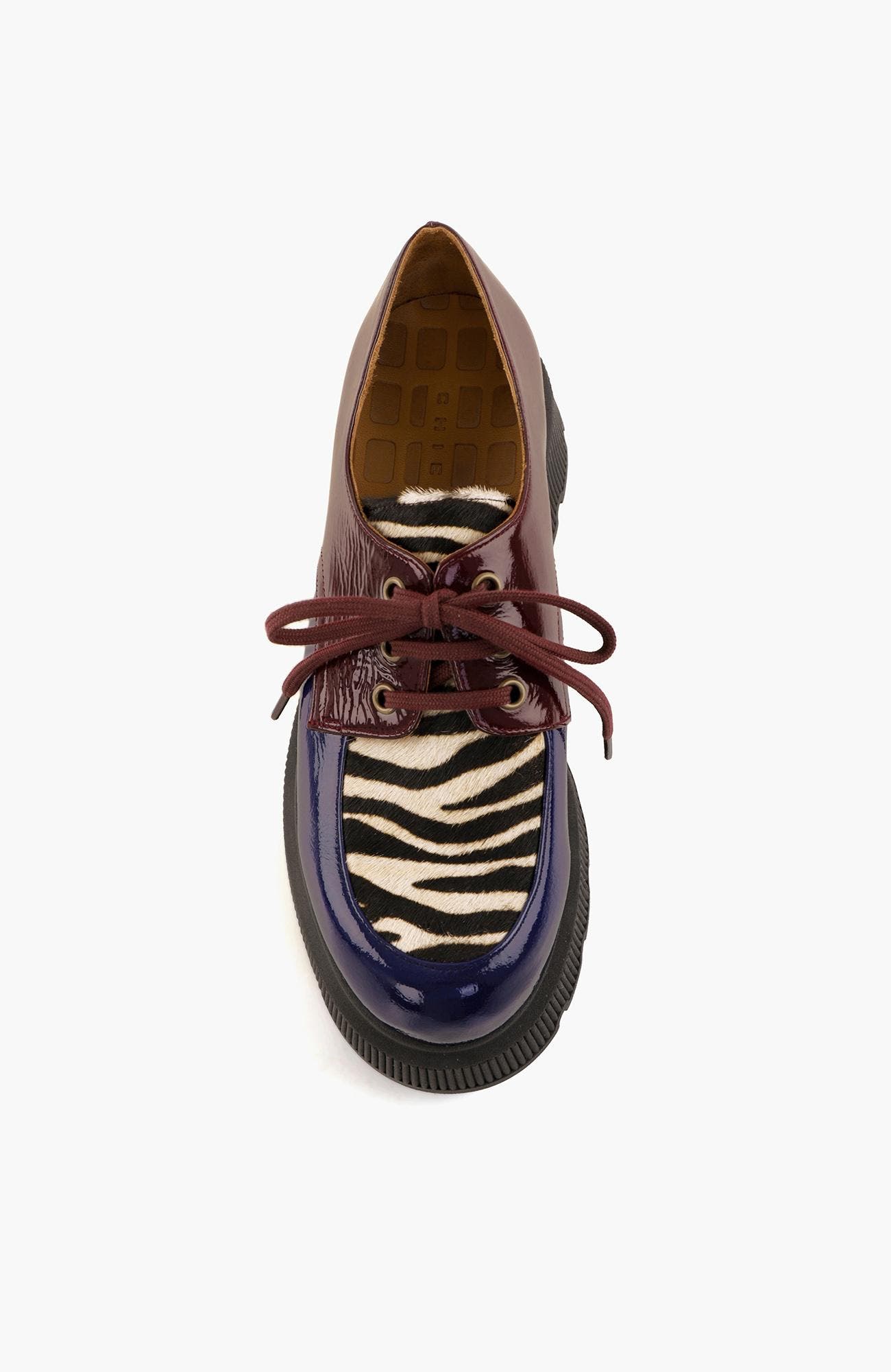 QAMBA49 Zebra print patent leather Lace-Up Oxford, Alternate, color, Navy