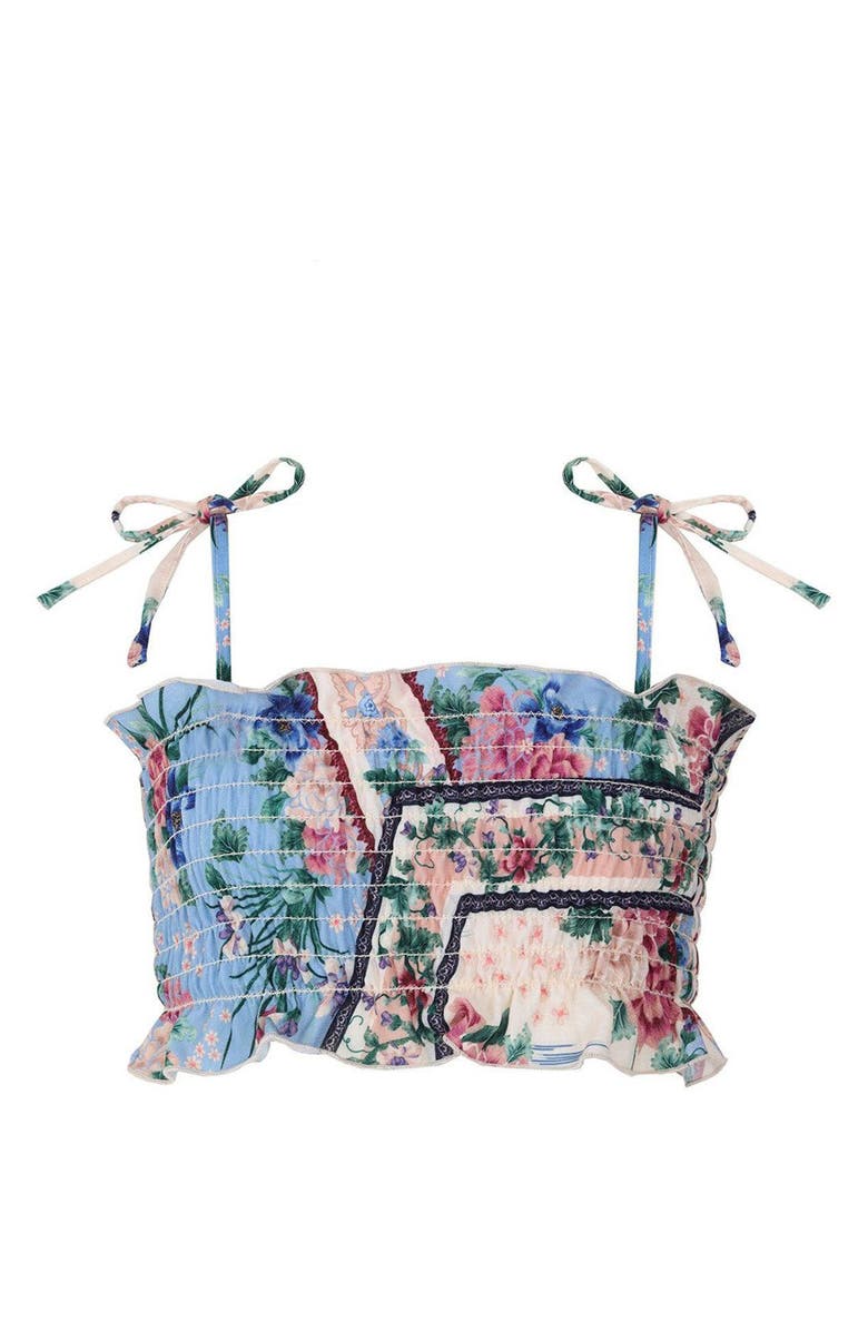 Agua Bendita Kids' Gisele Ivy Smocked Cover-Up Crop Top, Main, color, Multicolor