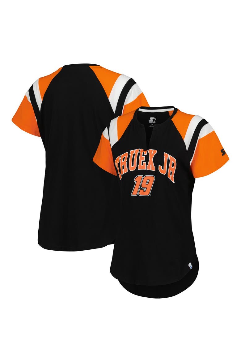 Women's Starter Black/Orange Martin Truex Jr Game On V-Neck T-Shirt, Main, color, Black