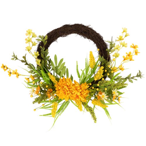 Northlight Peonies Artificial Fall Harvest Twig Wreath, 22-inch, Unlit In Multi