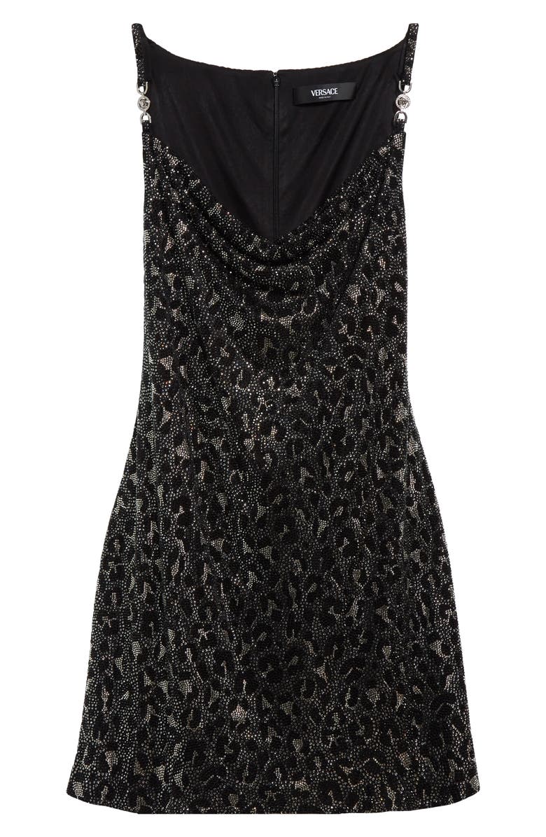 Versace Crystal Embellished Cowl Neck Cocktail Dress, Alternate, color,