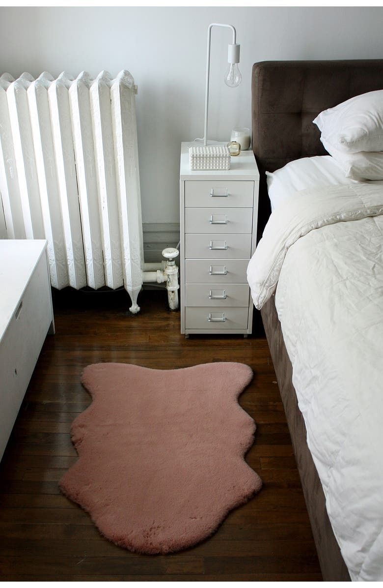 LUXE Faux Fur Throw 2' X 3' - Blush Pink, Alternate, color,