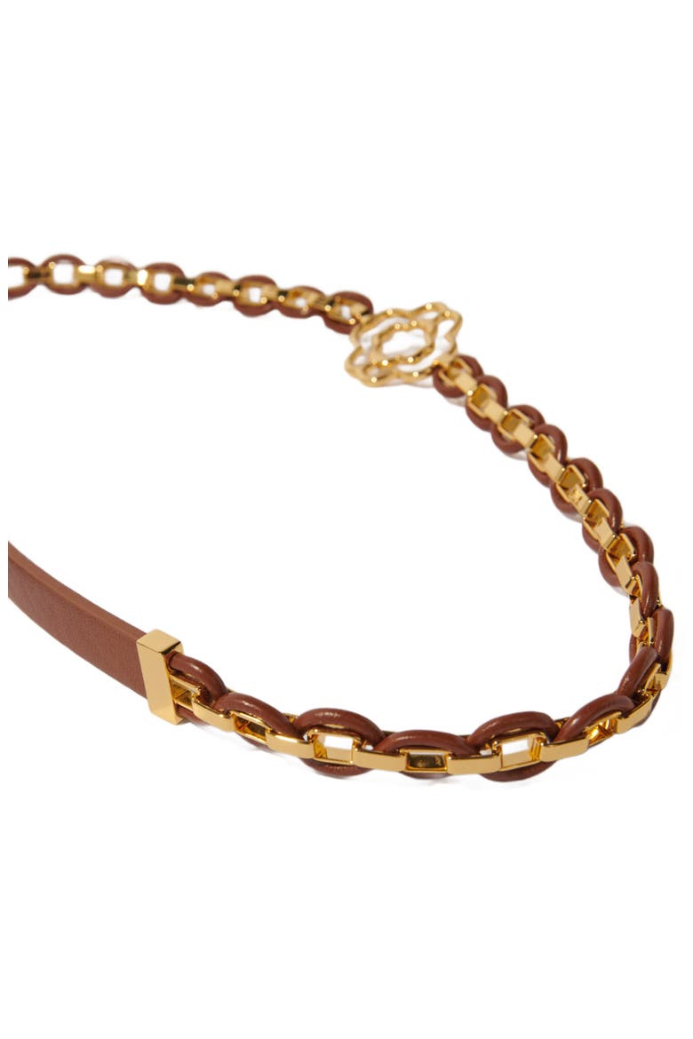 Leather belt with links, Alternate, color, Camel