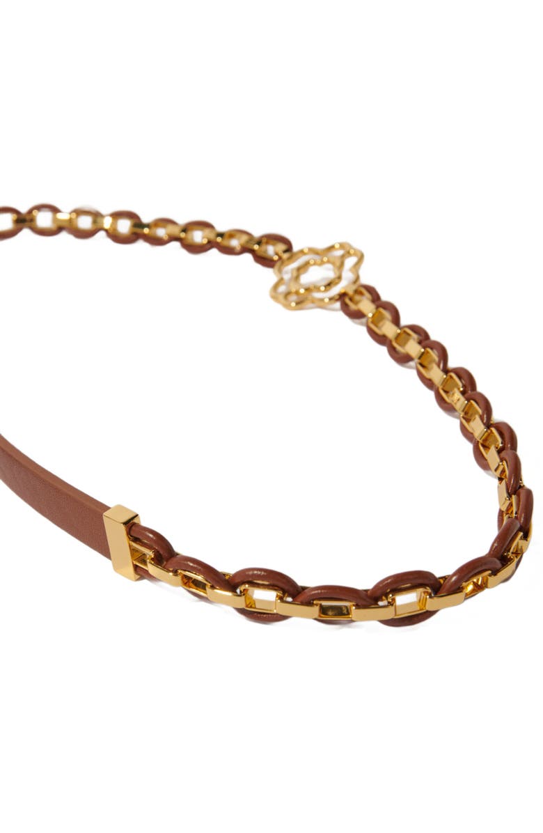 maje Leather belt with links, Alternate, color,