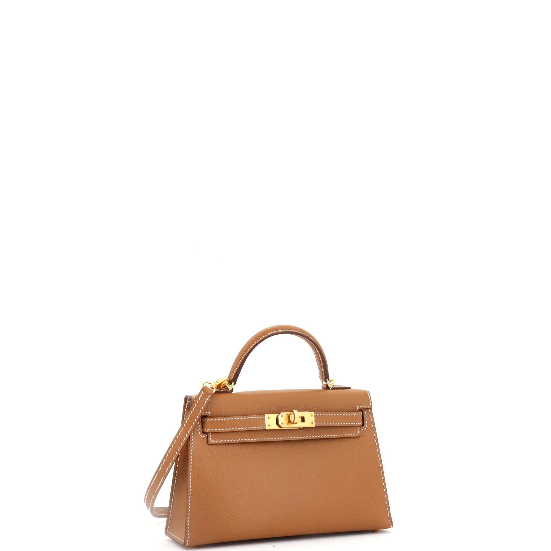 Pre-Owned Hermes Kelly Mini II Bag Brown Epsom with Gold Hardware 20, Alternate, color, Gold