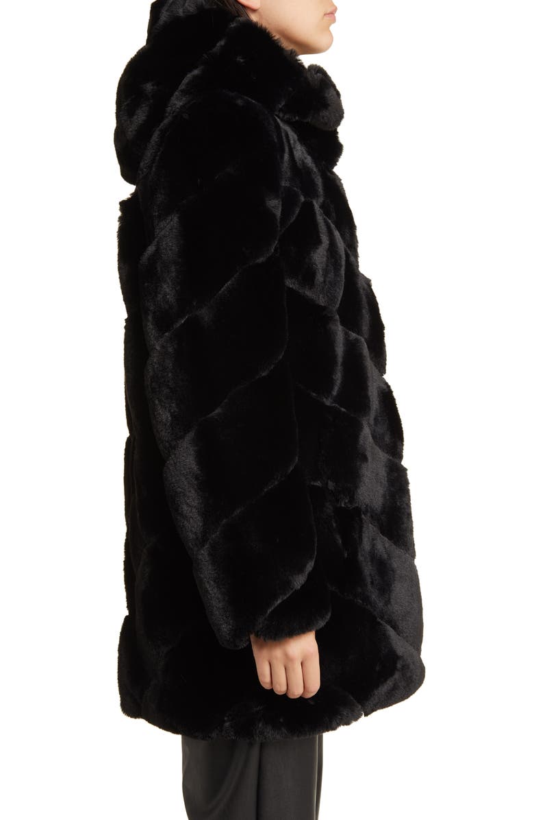 BCBGMAXAZRIA Chevron Faux Fur Hooded Jacket, Alternate, color,