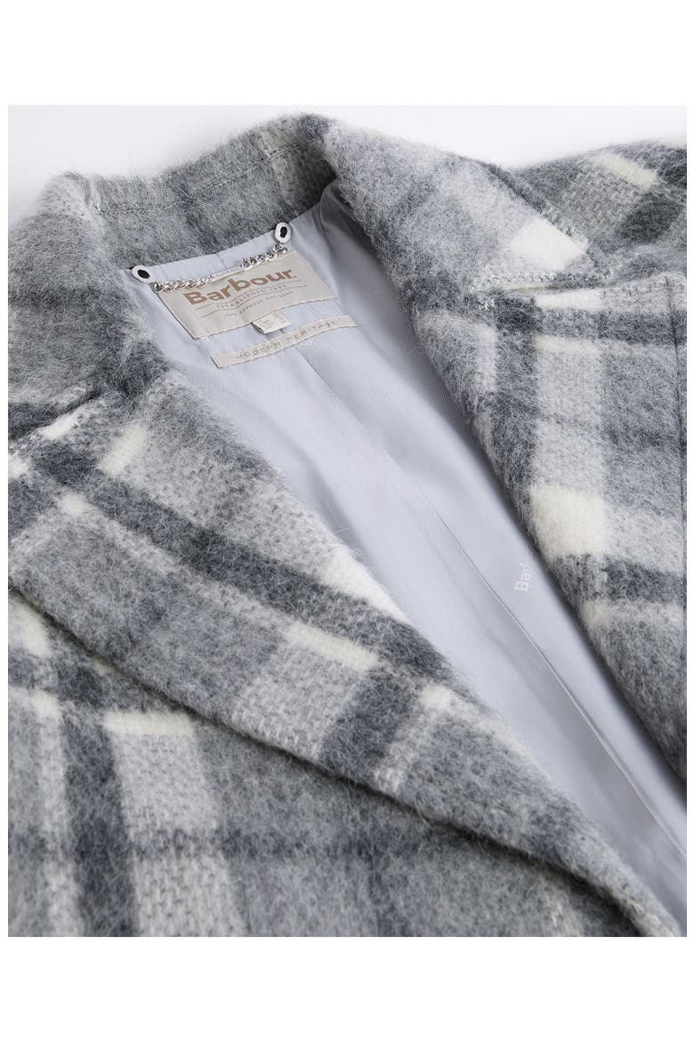Fenella Tartan Double Breasted Long Coat, Alternate, color, SOFT GREY CHECK/ ONYX TARTAN