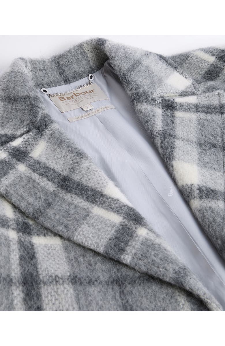 Barbour Fenella Tartan Double Breasted Long Coat, Alternate, color, Soft Grey Check/ Onyx Tartan