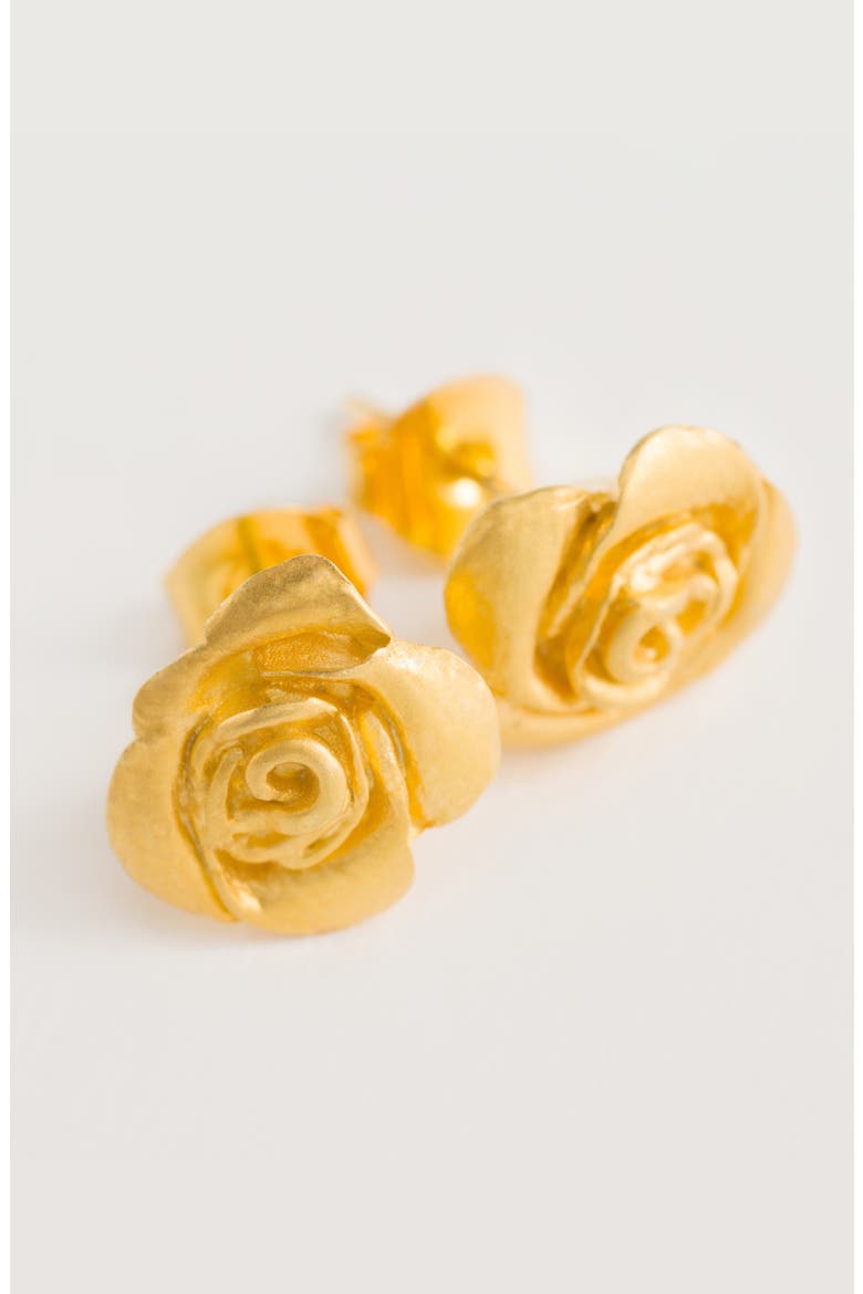 Rose Studs Earrings, Alternate, color, Gold