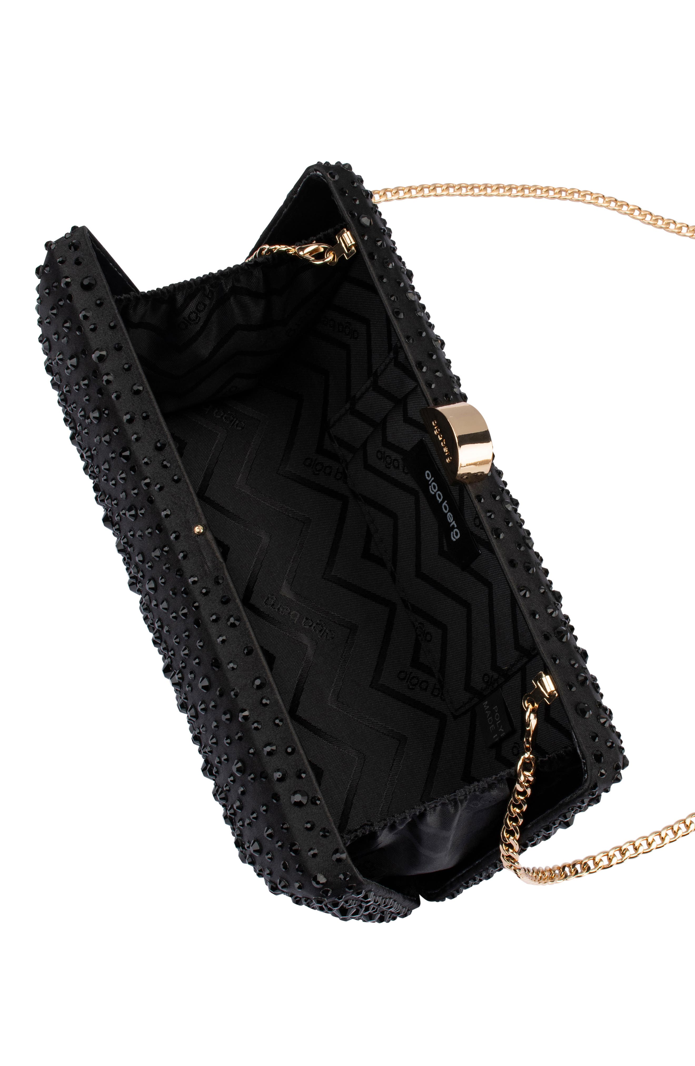 Olga Berg Kira Hotfix Frame Clutch, Alternate, color, Black