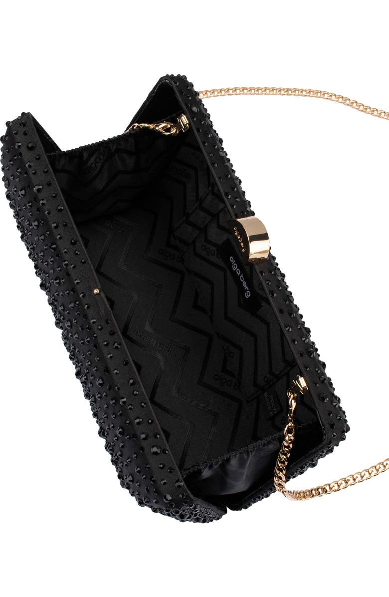 Olga Berg Kira Hotfix Frame Clutch, Alternate, color, Black