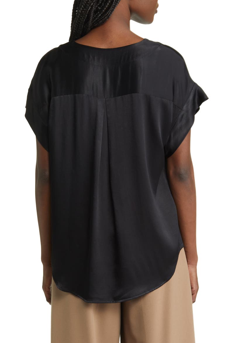 Nala Satin V-Neck Top, Alternate, color, BLACK