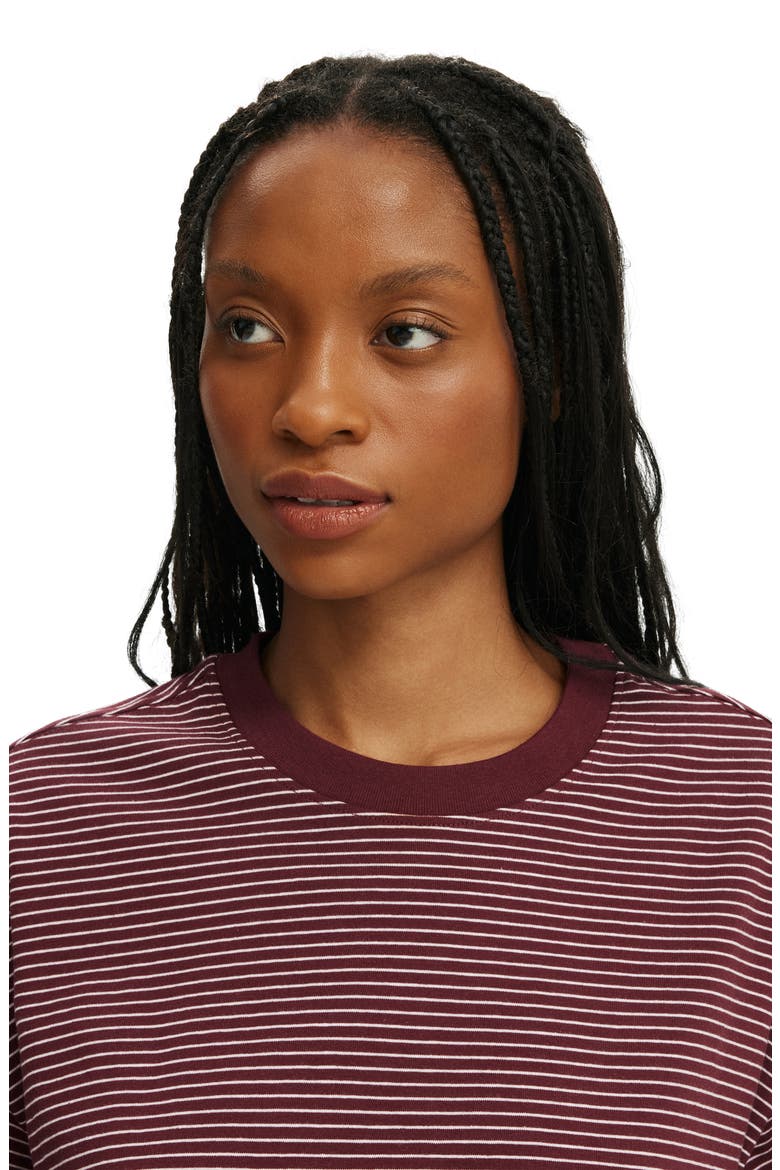 Women's Boxy Short Sleeve Tee, Alternate, color, Lisa Stripe Sour Cherry