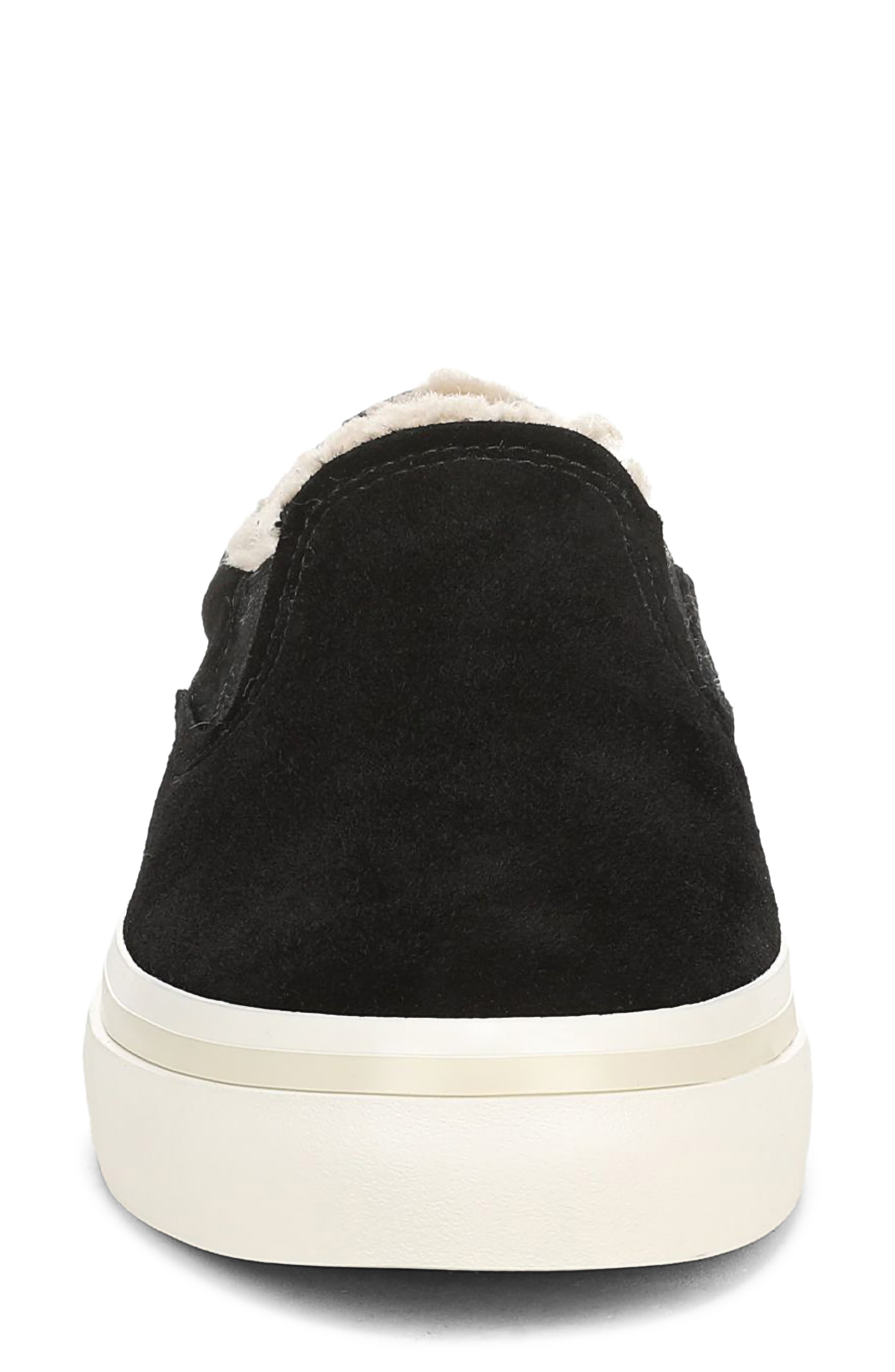 Blair Genuine Shearling Trim Slip-On Sneaker, Alternate, color, BLACK SOFT LEATHER