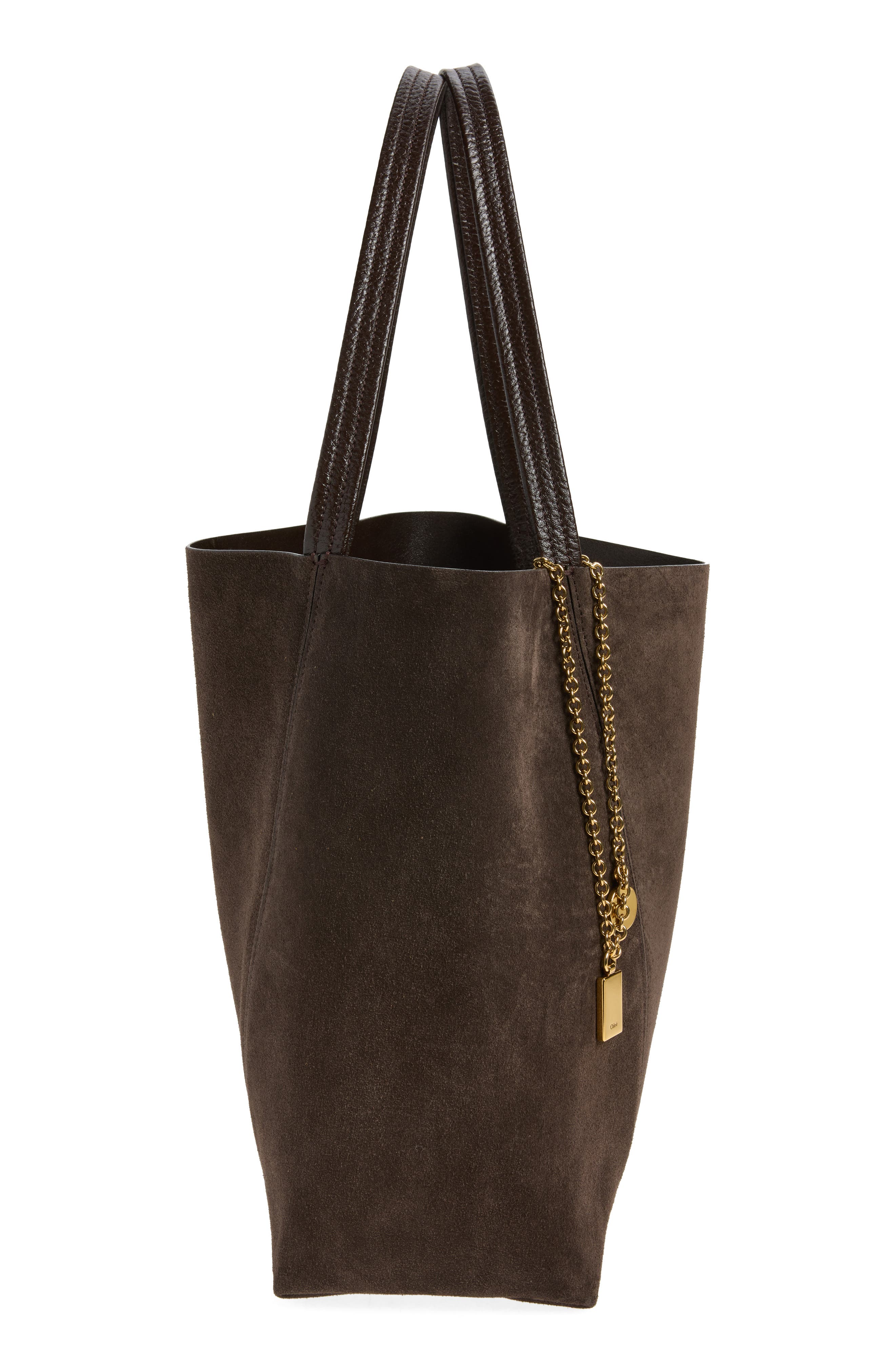 Chloé Medium Spin Suede Tote, Alternate, color, Kohl Brown