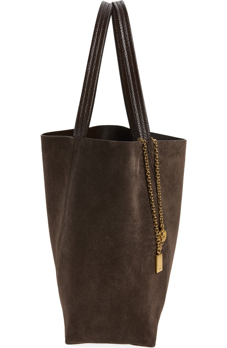 Chloé Medium Spin Suede Tote, Alternate, color, Kohl Brown