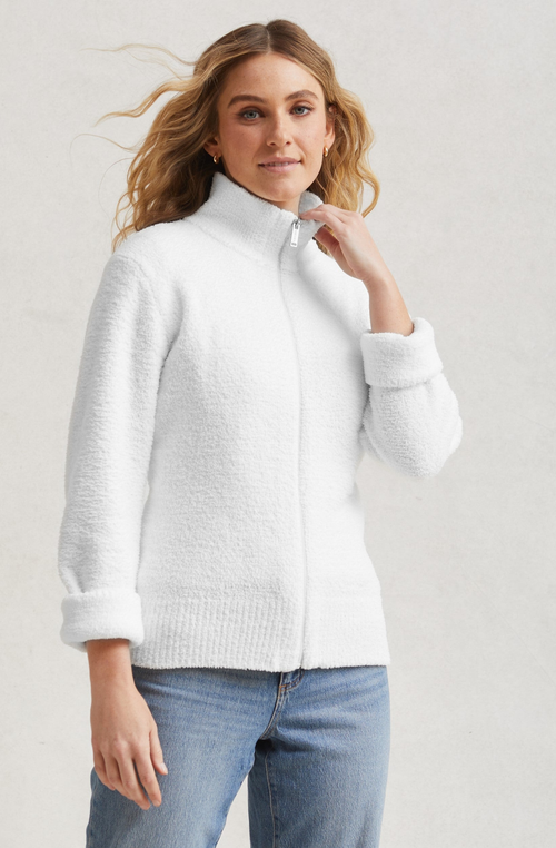 Kashwere Apparel Womens Full Zip Sweater In White