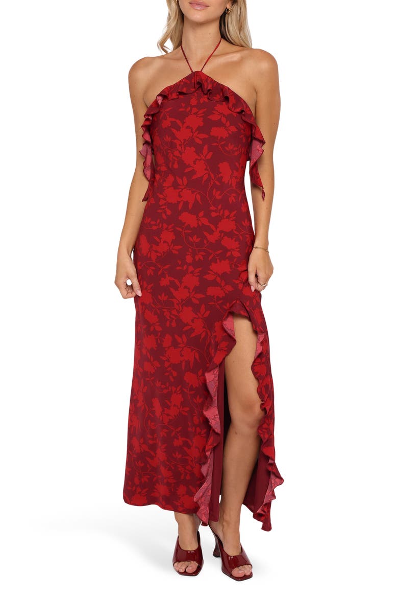 Patricia Floral Maxi Dress, Main, color, BURGUNDY/ RED FLORAL
