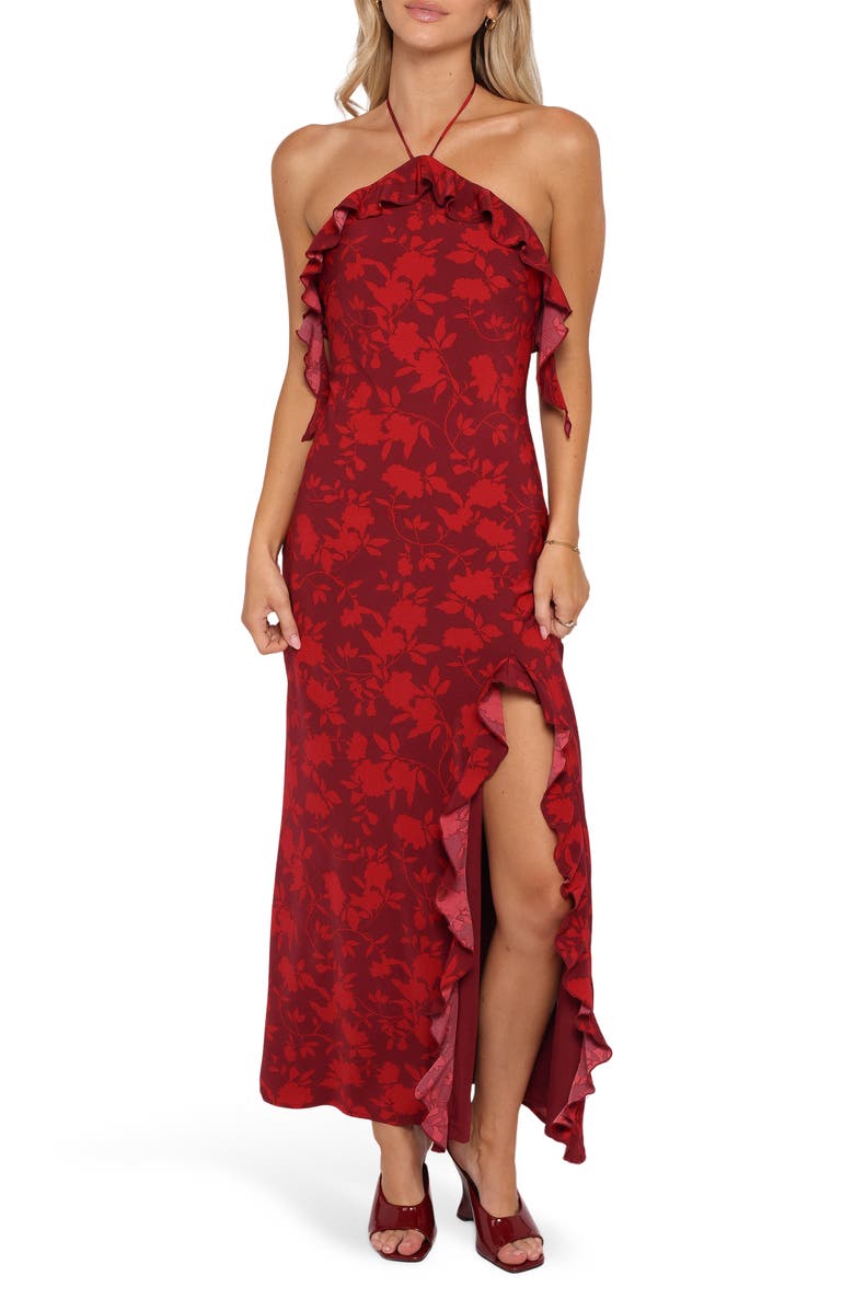 Petal & Pup Patricia Floral Maxi Dress, Main, color, Burgundy/ Red Floral