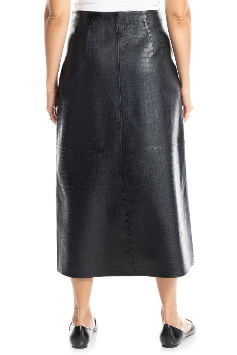 Croc-Embossed Faux Leather Pencil Skirt, Alternate, color, BLACK