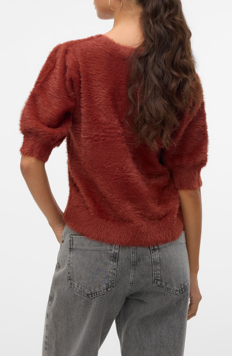 VERO MODA Alina Fuzzy Elbow Sleeve Sweater, Alternate, color, Fired Brick