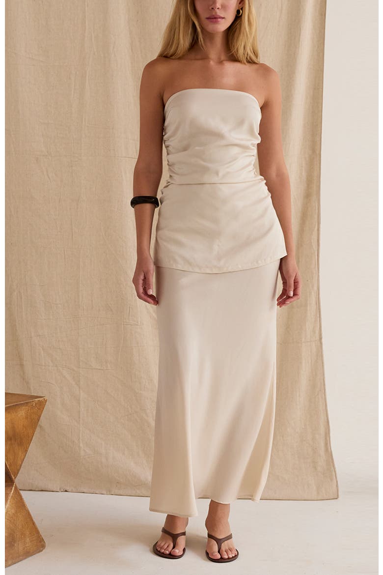 Bias Lyocell Maxi Skirt, Alternate, color, Cream