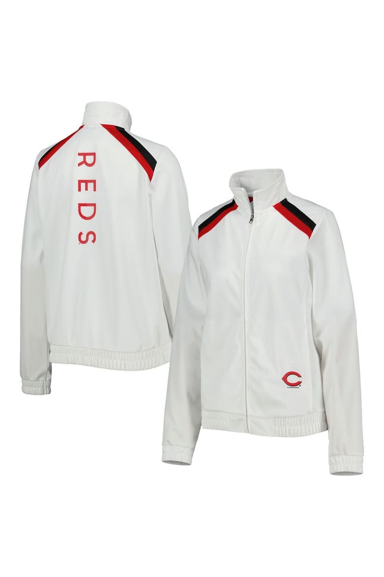 Women's G-III 4Her by Carl Banks White Cincinnati Reds Red Flag Full-Zip Track Jacket, Main, color, White