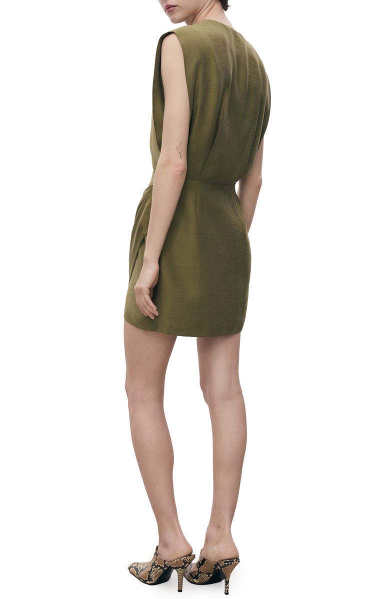 MANGO Faux Wrap Minidress, Alternate, color, Khaki Green