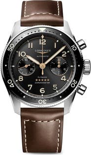 Longines Spirit Flyback Automatic Chronograph Leather Strap Watch, 42mm