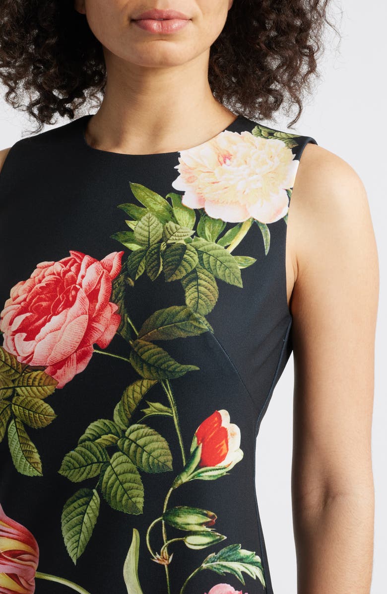 Vince Camuto Floral Sleeveless Mermaid Gown, Alternate, color, Black Multi