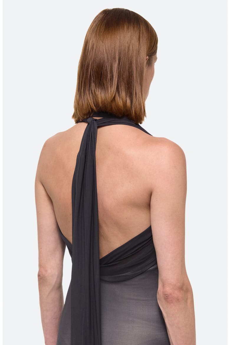 Dancer Plunge Neck Halter Maxi Dress, Alternate, color, BLACK SAND - 22N
