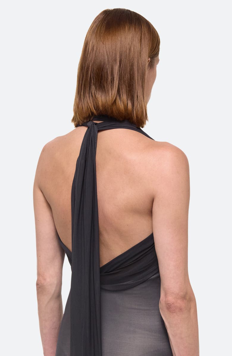 Helmut Lang Dancer Plunge Neck Halter Maxi Dress, Alternate, color, Black Sand - 22N