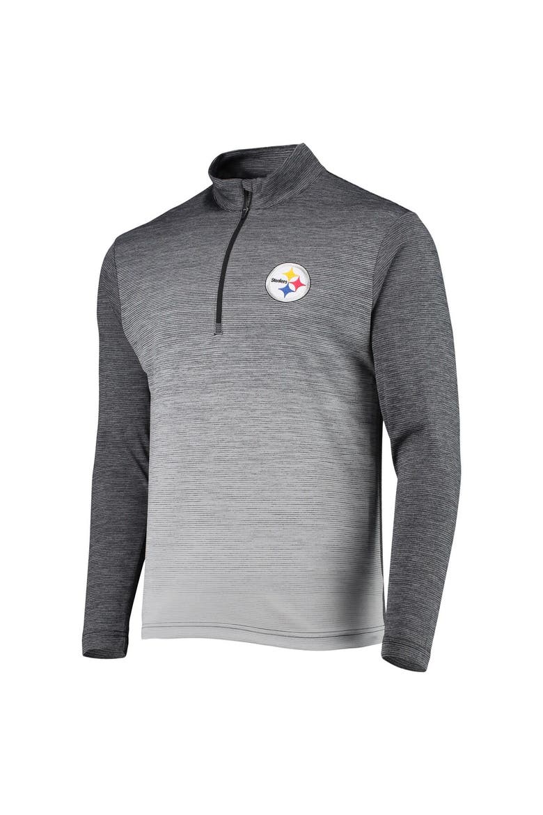 Men's Antigua Black/Heathered Gray Pittsburgh Steelers Cycle Quarter-Zip Jacket, Alternate, color, Black