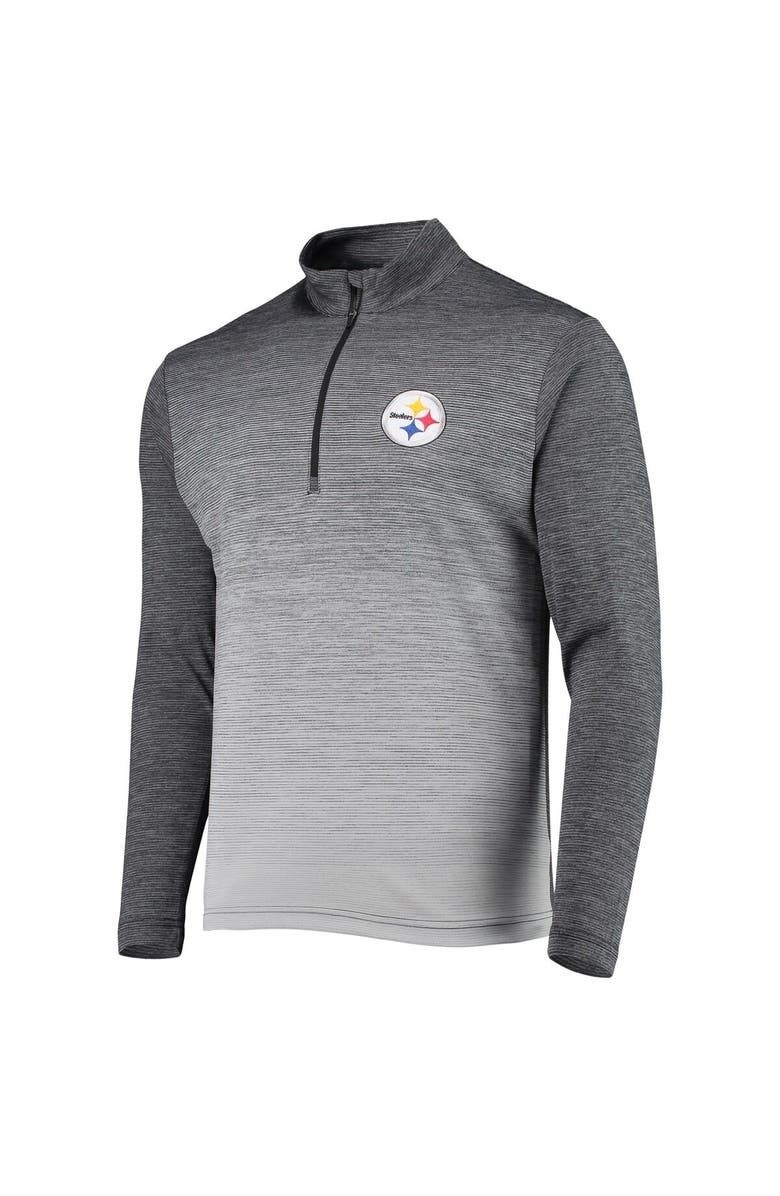 ANTIGUA Men's Antigua Black/Heathered Gray Pittsburgh Steelers Cycle Quarter-Zip Jacket, Alternate, color, 