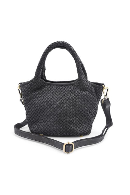 Shop Bolsa Nova Lisa Woven Mini Tote In Black