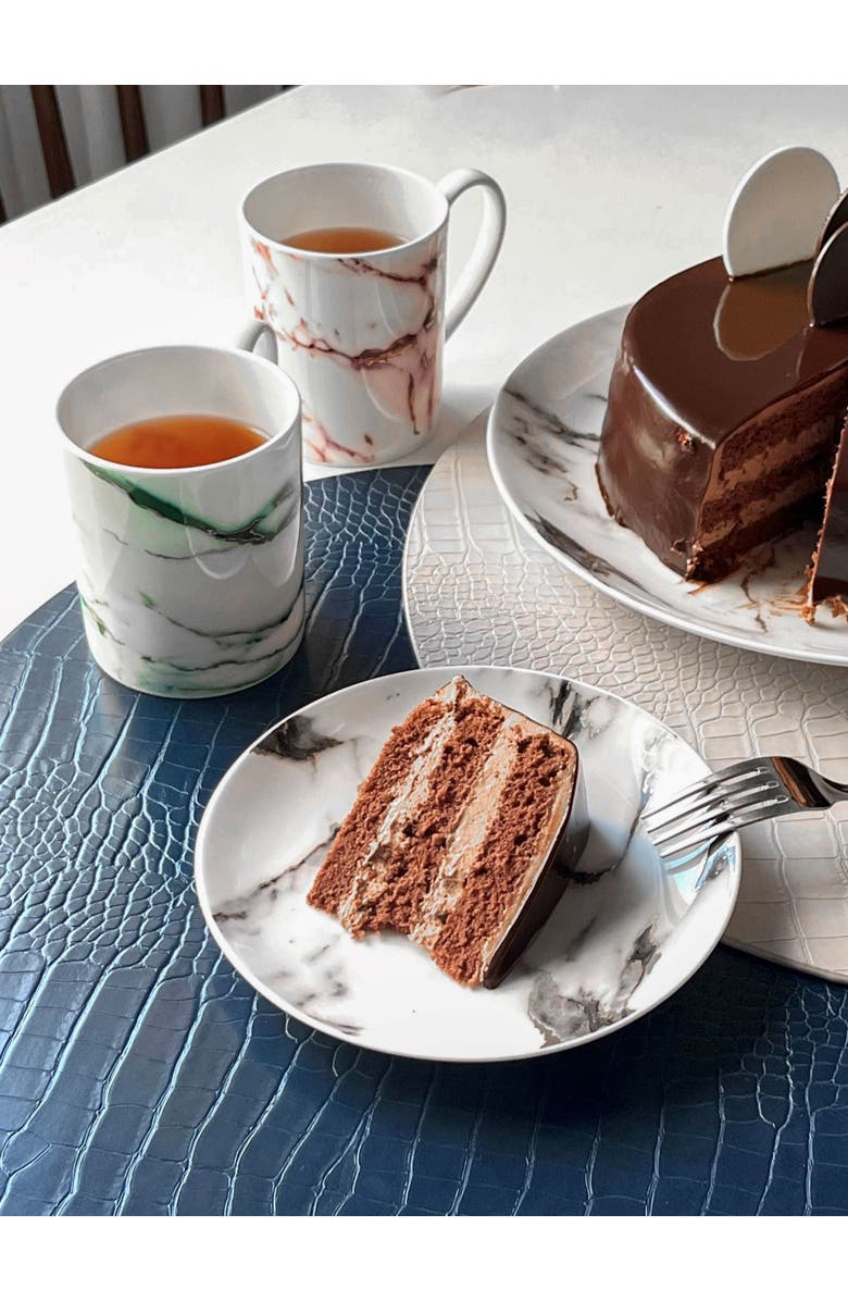 Prouna Marble Venice Fog Canape Plate, Set of 4, Alternate, color, White