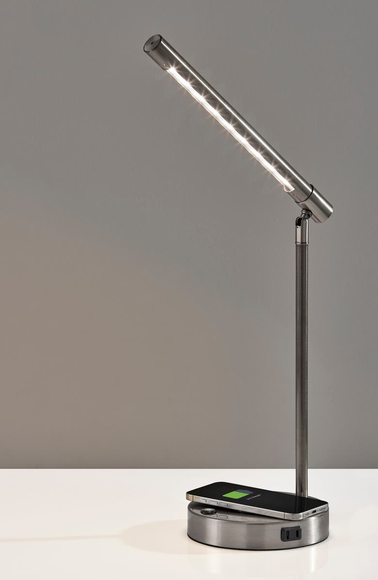 ADESSO LIGHTING DAX LED Wireless Charging Desk Lamp, Alternate, color, Brushed Steel
